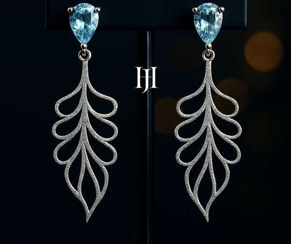 Elegant Blue Topaz Dangle Earrings | Sterling Silver Luxury Jewelry