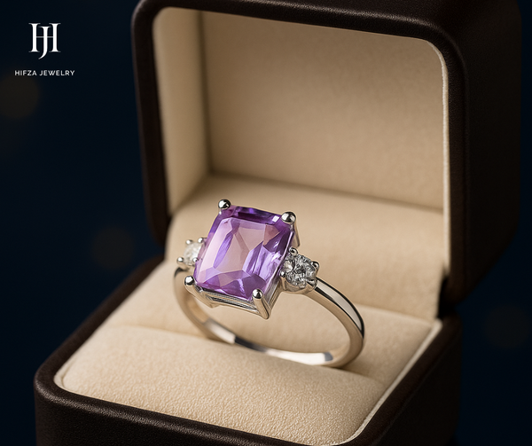 Amethyst Cushion-Cut Sterling Silver Ring – Elegant Purple Gemstone Jewelry