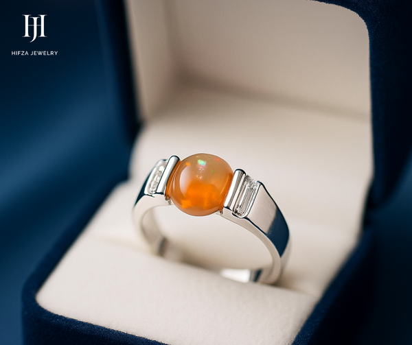 ✨ Fiery Elegance: Silver Opal Ring ✨