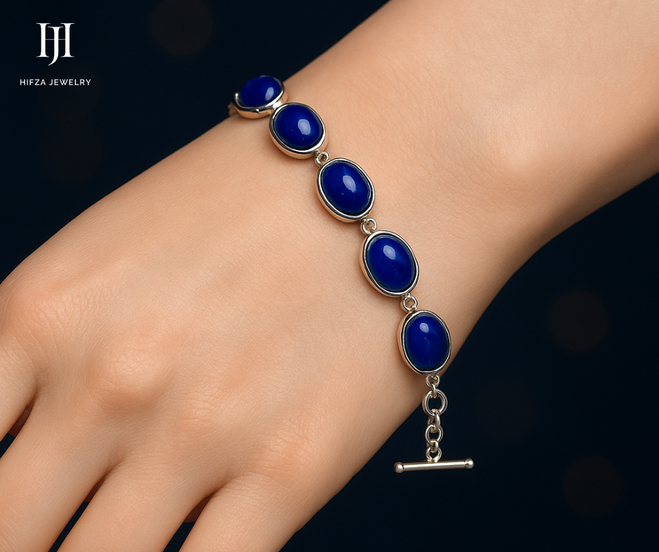 Sterling Silver Gemstone Bracelet Set – Lapis Lazuli, Malachite, Pearl, K₂ Jasper & Cubic Zirconia