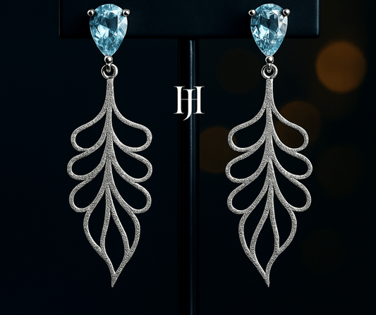 Elegant Blue Topaz Dangle Earrings | Sterling Silver Luxury Jewelry – Buy Online | Hifza Jewelers