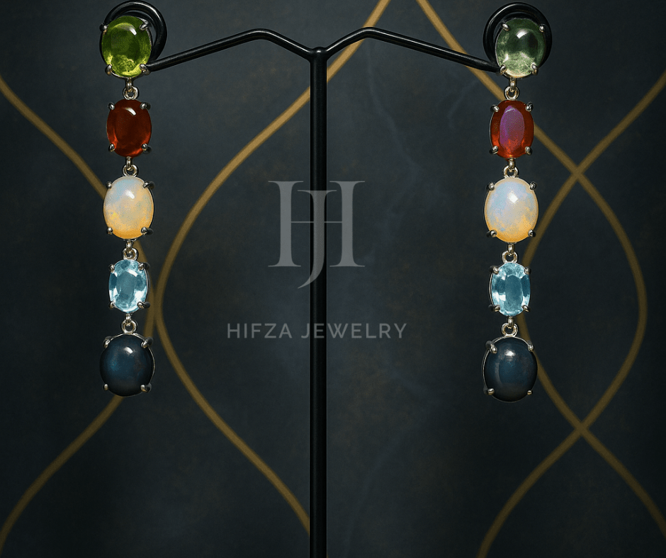 Elegant Gemstone Earrings – Timeless Style & Natural Beauty – Buy Online | Hifza Jewelers