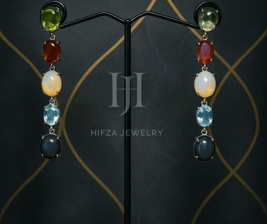 Elegant Gemstone Earrings – Timeless Style & Natural Beauty – Buy Online | Hifza Jewelers