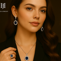 Elegant Sapphire  Jewelry Set – Necklace, Earrings & Ring