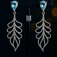 Elegant Blue Topaz Dangle Earrings | Sterling Silver Luxury Jewelry