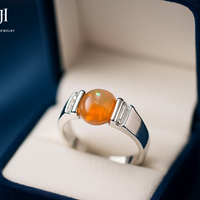 ✨ Fiery Elegance: Silver Opal Ring ✨